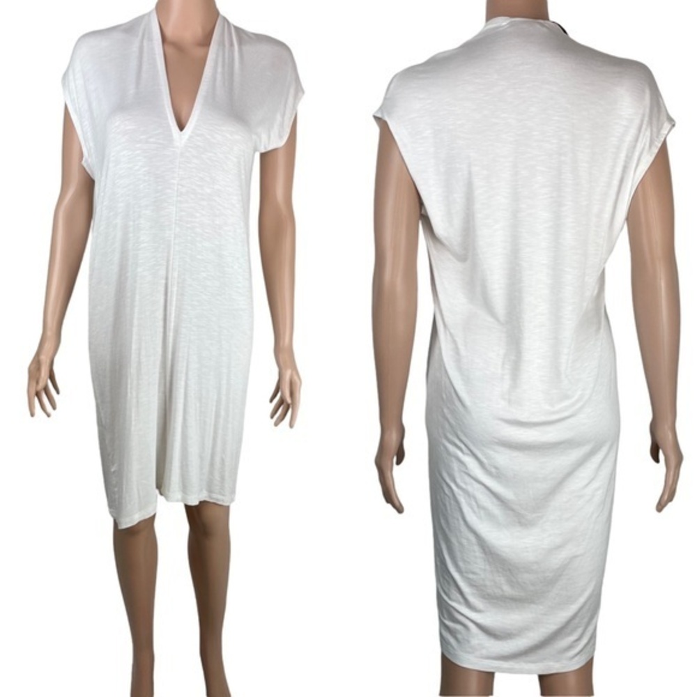 Frenzii White V-Neck T-Shirt Dress